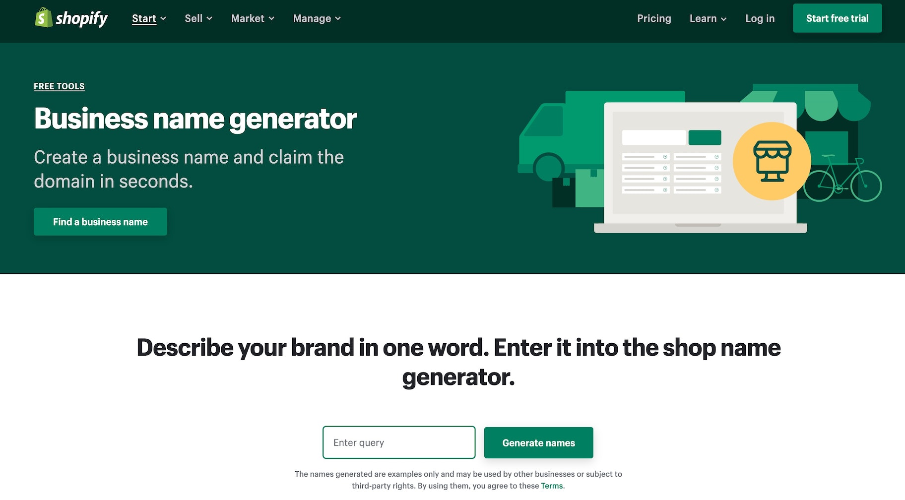 business name generator Shopify