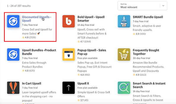 Apps to use to push upsells in the Shopify App Store
