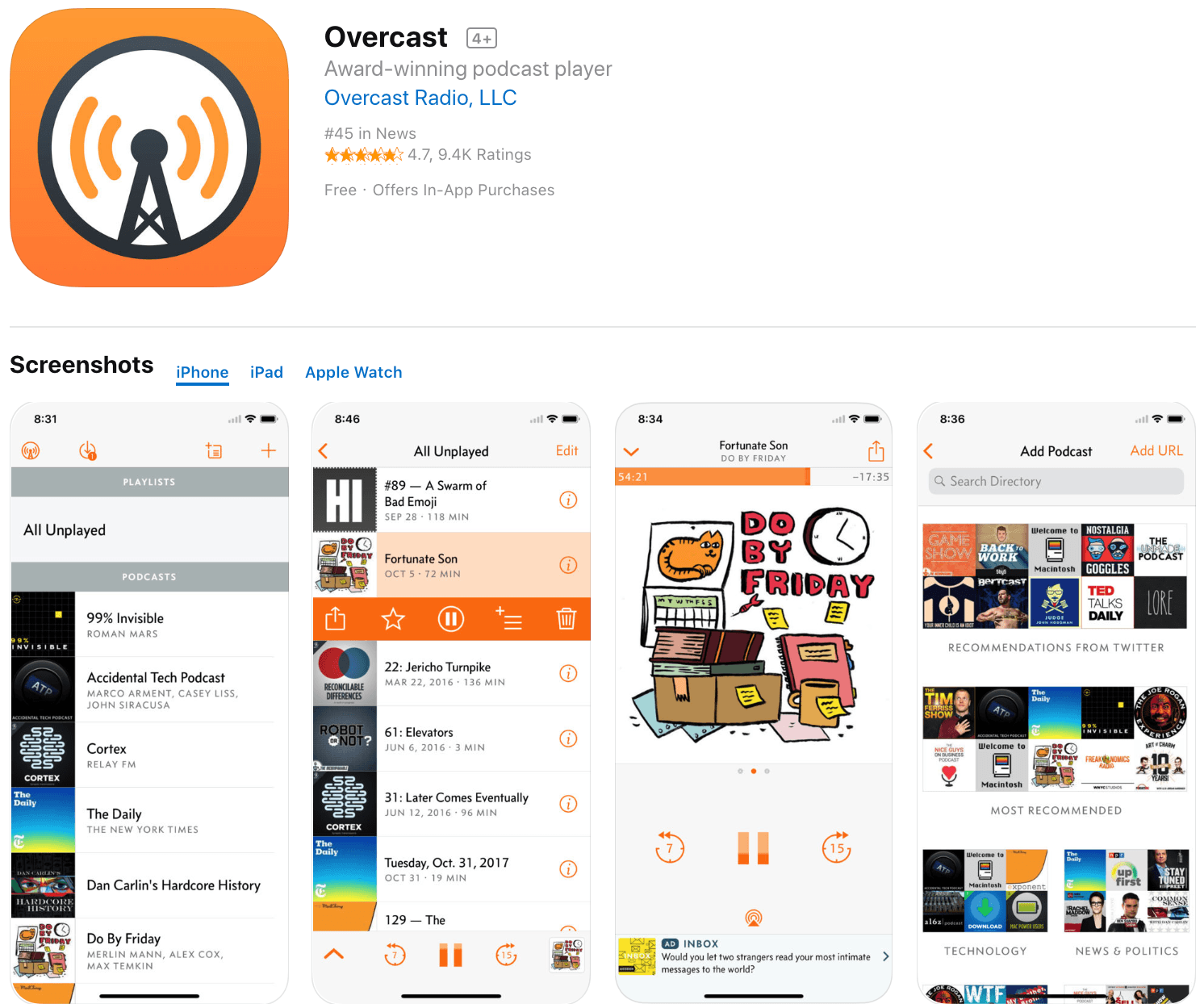 Marketing Apps Overcast